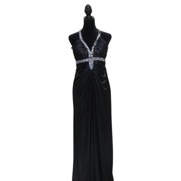 City Triangles Black sleeveless embellished jeweled evening gown formal blacktie - Picture 1 of 13